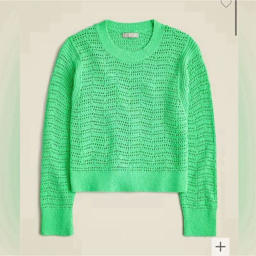 J.Crew Pointelle Crewneck Sweatshirt Open Knit Green Size XS